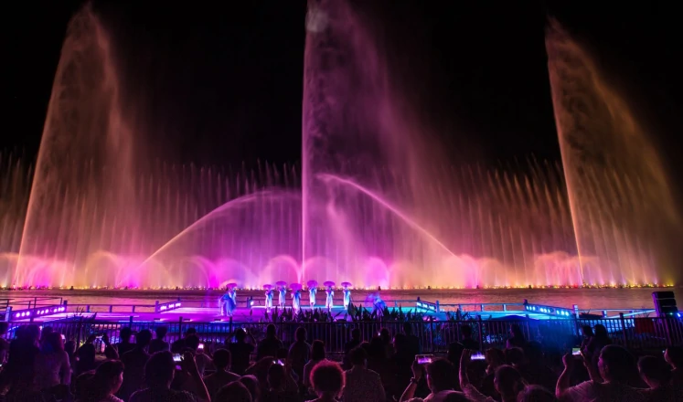 Dancing Fountain Show with Colorful Lights